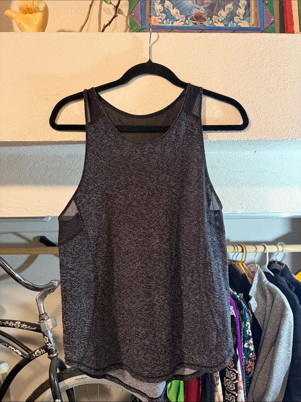 lululemon athletica Black Heathered Mesh Panel Tank Top